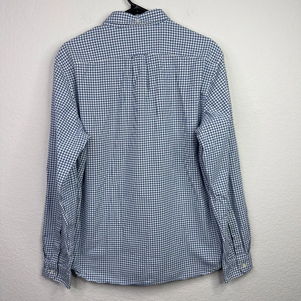 J. Crew Shirt Mens L Blue White Gingham Check Slim Fit Oxford‎ Preppy Office